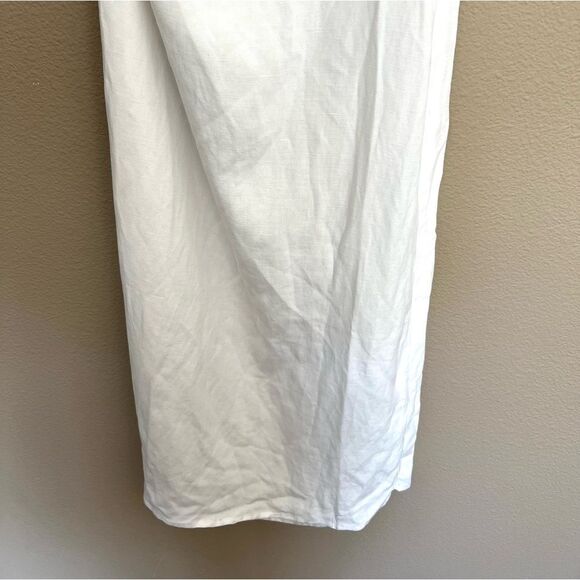NWT White Linen Blend Cutout Side Slit Midi Dress - Picture 3 of 8